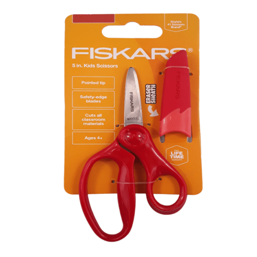 Tijera con Tapa-borrador para niños edad 4+ FISKARS Rojo punta fina