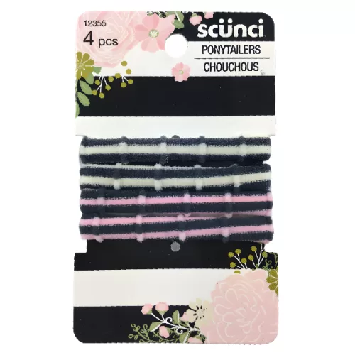 Ligas elasticas cero daño SCUNCI gris y rosa 4 unid