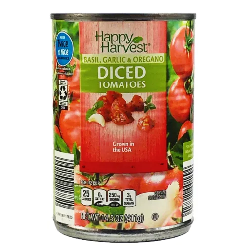 Tomate en cubos  HAPPY HARVEST albahaca ajo y oregano 411gr