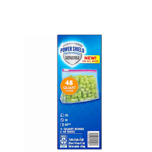 Bolsas ZIPLOC tamaño cuarto (20,0 x 14,9 x 4,7 cm) 48 und