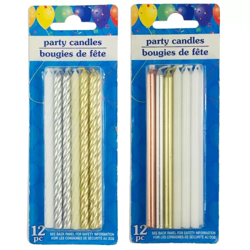 Velas para torta detalles metálicos 10 cm 12 und