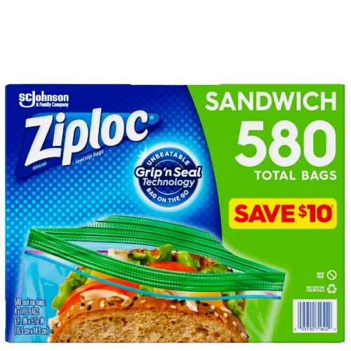Bolsas ZIPLOC sandwich 4pack - 145 bolsas (16.5cm x 14.9cm) c/u