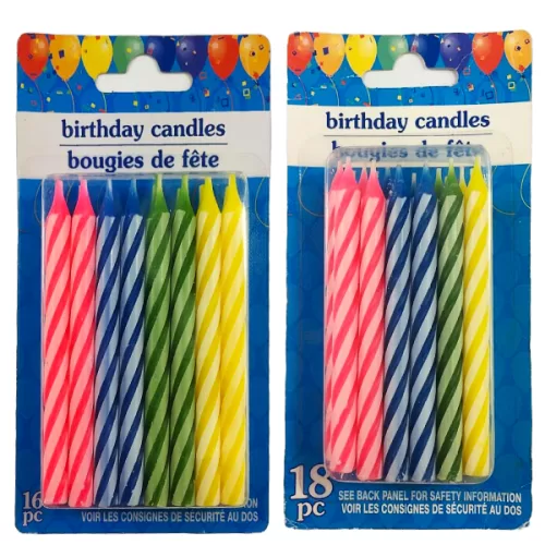 Velas de cumpleaños de colores de 16 y 18 und