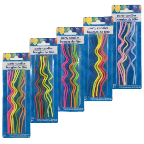 Velas de cumpleaños forma Rizada multicolor 10 und