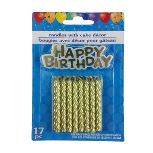 Velitas de cumpleaños dorada 17 pzs.
