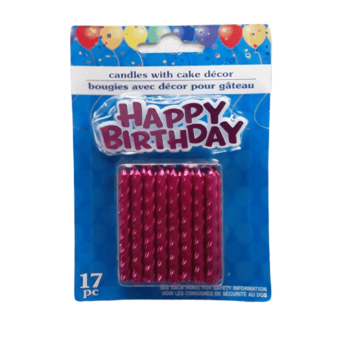 Velitas de cumpleaños fucsia metalizado 17 pzs
