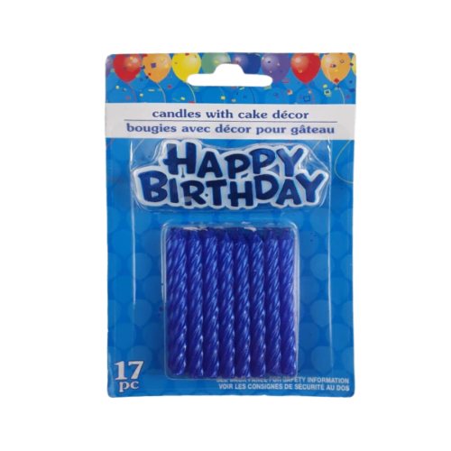 Velitas de cumpleaños Azul Metalizada 17 pzs.