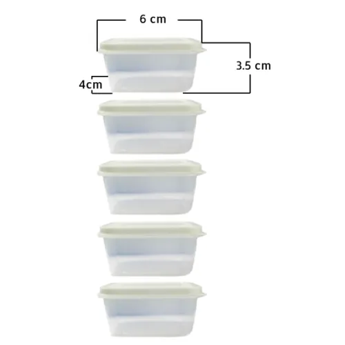 Mini contenedores SUREFRESH reutilizables cuadrados 68ml. 5und.Reempacados
