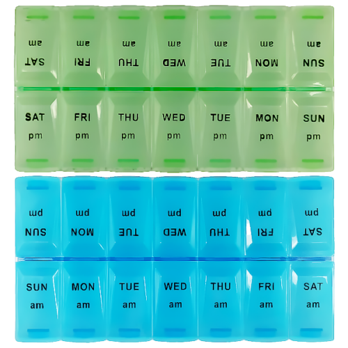 Organizador de píldoras FUSION LIFE de 7 días estuche grande.