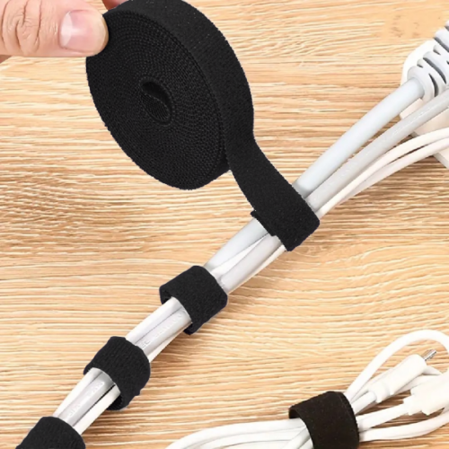 Cinta de cierre mágico organizador de cableado negro 1.5m