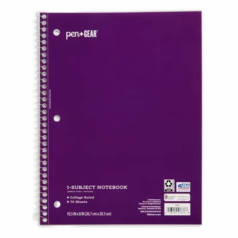 Cuaderno en espiral de 1 línea PEN + GEAR morado 70 hojas.