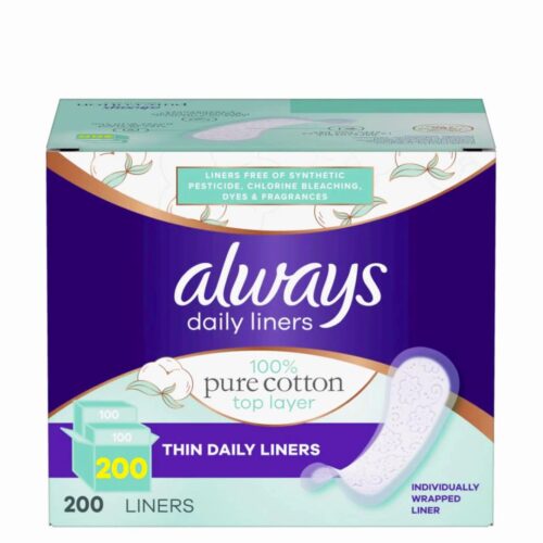 Protectores diarios ALWAYS 100% algodón 200 Und.