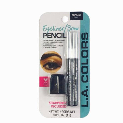 Set de lápiz de ojos y cejas L.A COLORS con sacapunta 2 und.