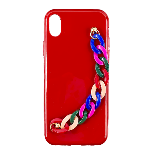 Forro para Iphone XR FITS rojo con cadena