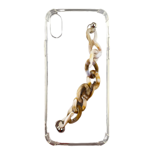 Forro para Iphone XR FITS transparente con cadena