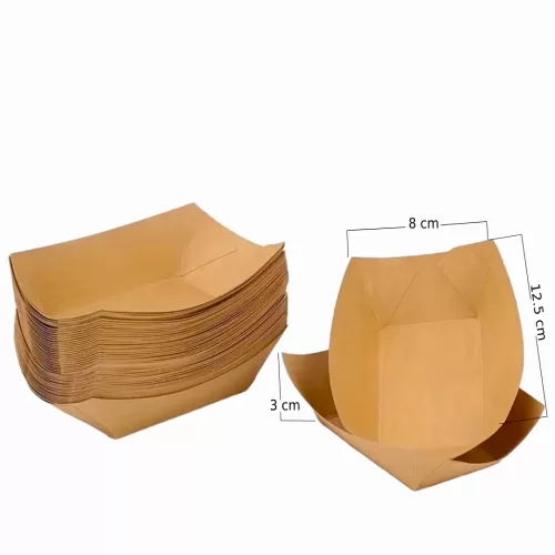 Bandejas desechables de papel crudo para comida 12.5cm x 8cm c/u 30und