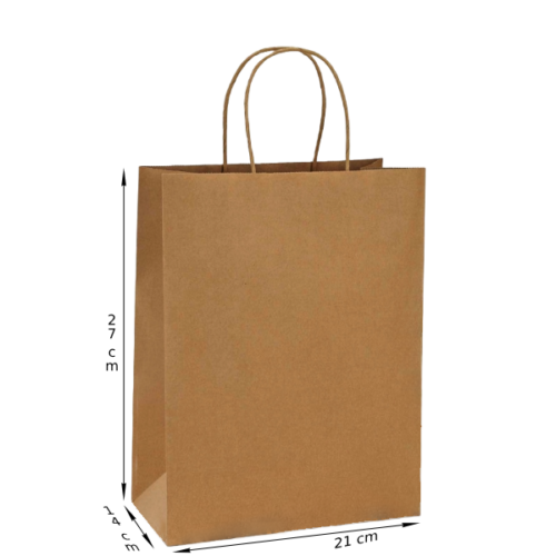 Bolsas mediana de papel con asas marrón 21x14x27 cm