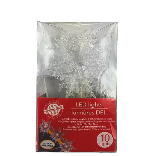 Juego de luces LED CHRISTMAS HOUSE con forma de copo de nieve, 10 und.
