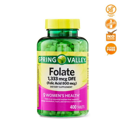 Acido fólico SPRING VALLEY 800mcg 400 tabletas