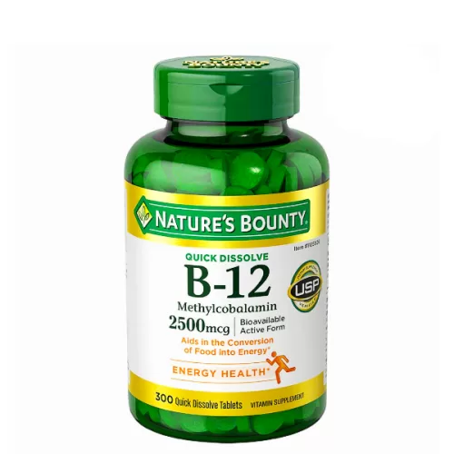 Vitamina B12 NATURES BOUNTY 2500mcg rápida disolución 300tab