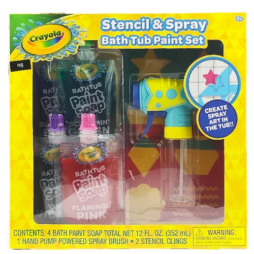 Set de juego de pintura para bañera CRAYOLA en aerosol y plantilla edad 3+