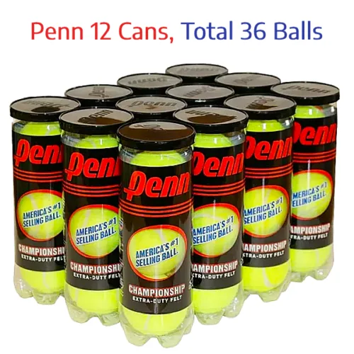 Pelotas de tenis PENN Championship Extra Duty caja 12 potes 3und c/u tapa negra