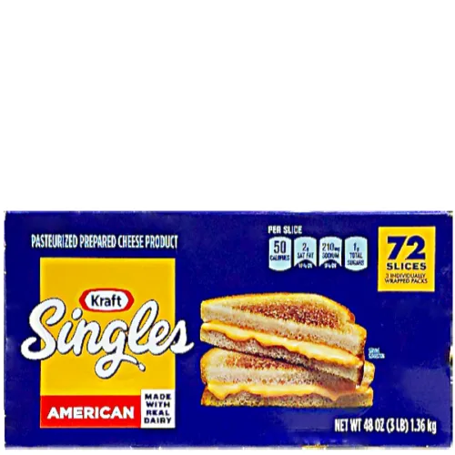 Queso americano KRAFT SINGLES tipo cheddar paquete de 72 und