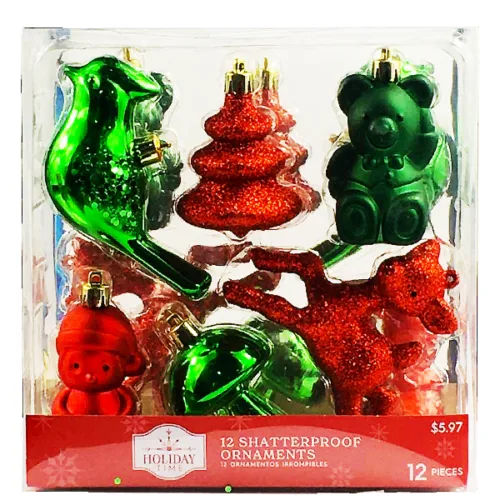 Adornos navideños HOLIDAY TIME 12 piezas