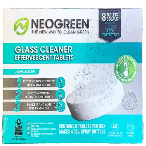 Tabletas efervescentes para limpiar vidrios NEOGREEN 8 tabletas