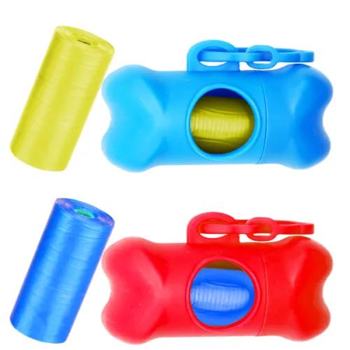 Dispensador de bolsas para excrementos de perro MAXHOME en forma de hueso con 15 bolsas
