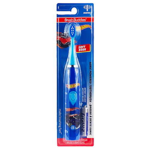 Cepillo de dientes sónico BRUSH BUDDIES hot wheels a baterías para niños.