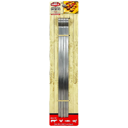 Pinchos de acero inoxidable EXPERT GRILL para espetadas 4 und. 34.7cm