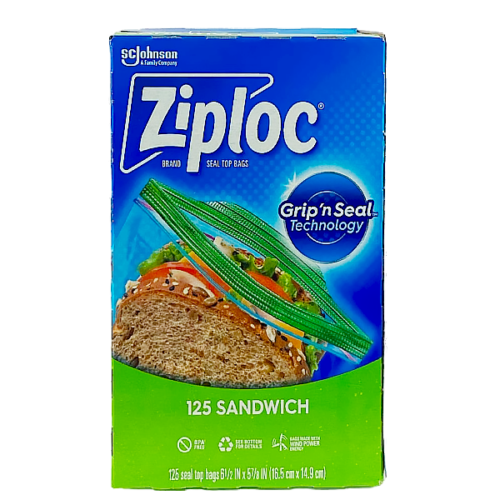 Bolsas ZIPLOC sandwich 125 bolsas c/u (16,5x14,9cm)