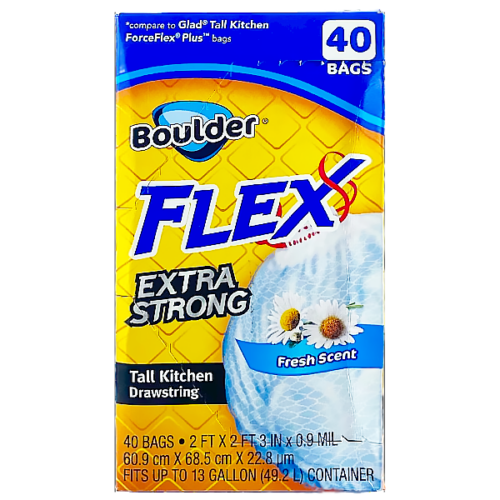 Bolsa de cocina con cordón y control de olores BOULDER FLEX fresh scent 40 bolsas (60.9*68.5*22.8cm)