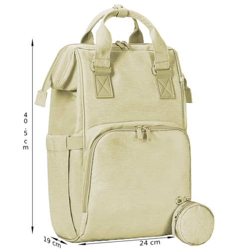 Bolso pañalera LIVE IN STYLE color beige 40.5cmx24cmx19cm