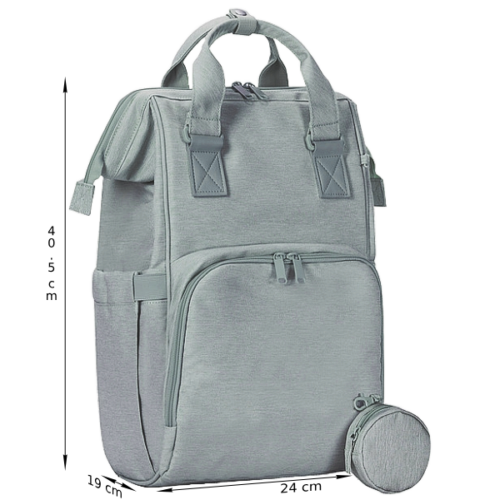 Bolso pañalera LIVE IN STYLE color gris 40.5cmx24cmx19cm