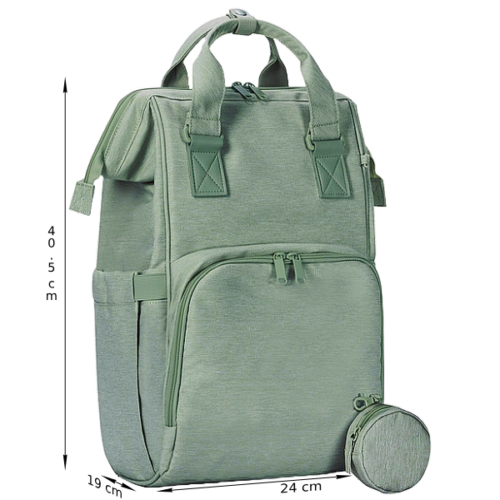 Bolso pañalera LIVE IN STYLE color verde 40.5cmx24cmx19cm