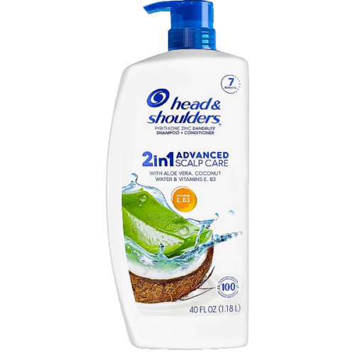 Shampoo HEAD & SHOULDERS 2 en 1 con aloe vera, agua de coco y vitamina E y B3 1.18ltrs