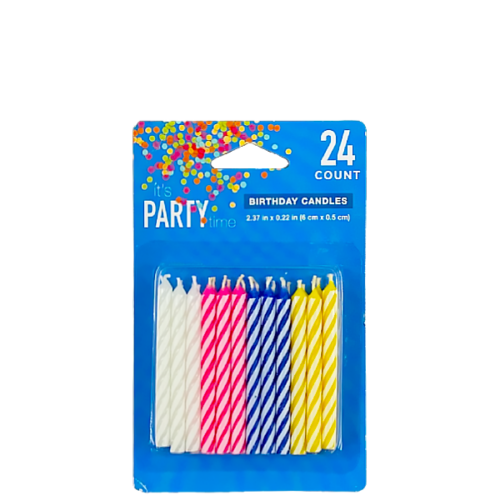 Velas de cumpleaños clasicas 4 colores 24 und