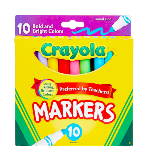 Marcadores CRAYOLA punta fina colores brillantes clásicos 10 unid