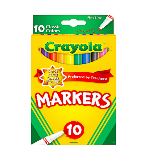 Marcadores CRAYOLA no lavables clásico punta fina 10 unid