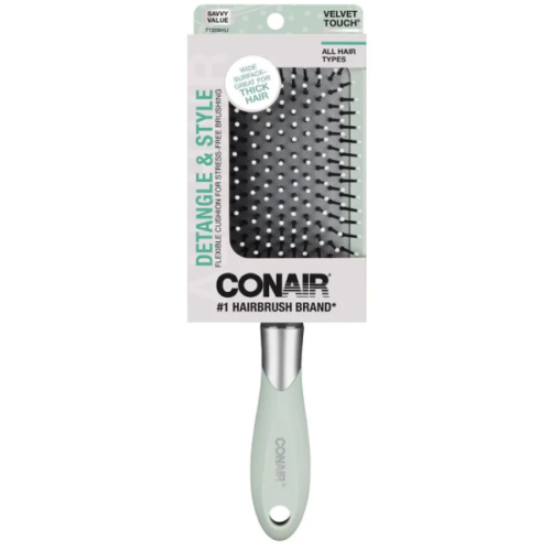 Cepillo acolchonado CONAIR velvet touch plateado