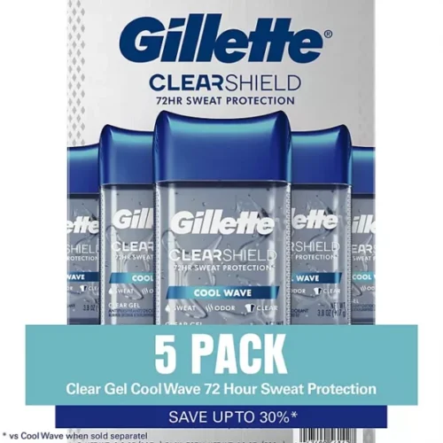 Desodorante en gel antitraspirante 72h GILLETTE cool wave 107g. caja de 5und