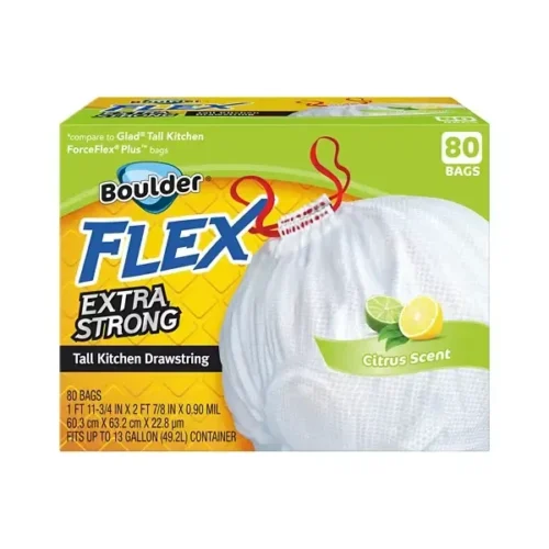 Bolsas de cocina con cordón y controL de olores BOULDER FLEX Citrus Flex paquete de 80 unidades